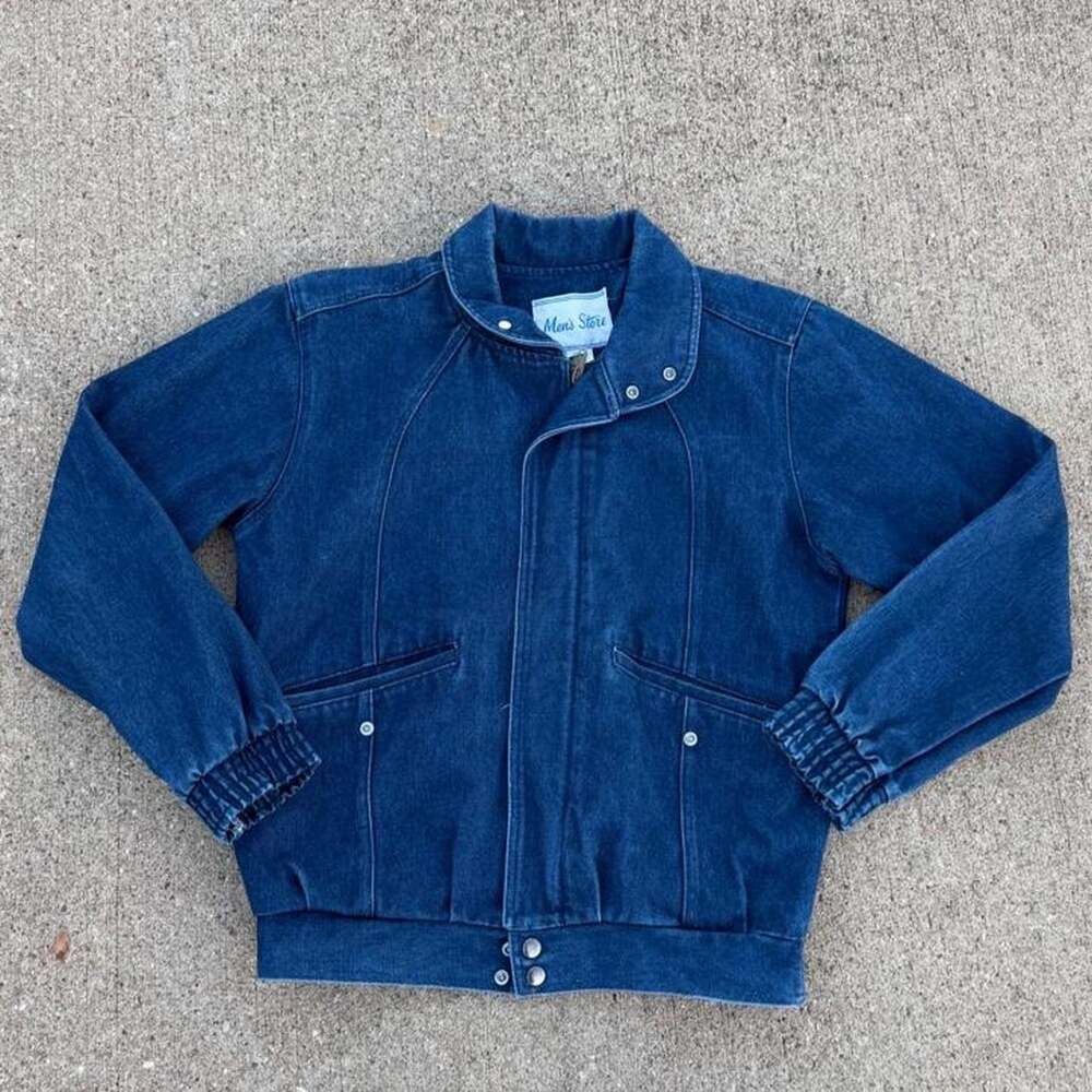 Vintage 80s denim zipup jacket small - Picture 2 of 5